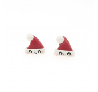 Kolczyki świąteczne czapeczki kawaii - biżuteria na Boże Narodzenie
