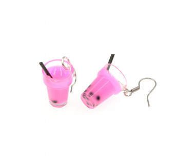 Kolczyki Bubble tea różowa - Kolczyki Napoje - Krafciarka biżuteria