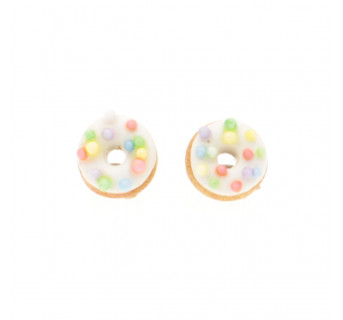 Kolczyki pączki z kolorową posypką sztyfty wkrętki donuty