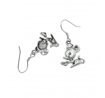 Kolczyki wiszące myszki - biżuteria w kształcie zwierząt - Krafciarka