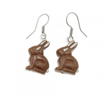 Kolczyki czekoladowy króliczek Wielkanocny - Biżuteria na Wielkanoc