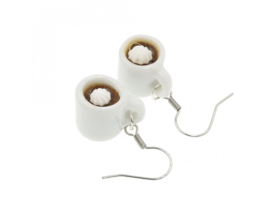 Kubek kawy ceramiczny kolczyki wiszące kawa