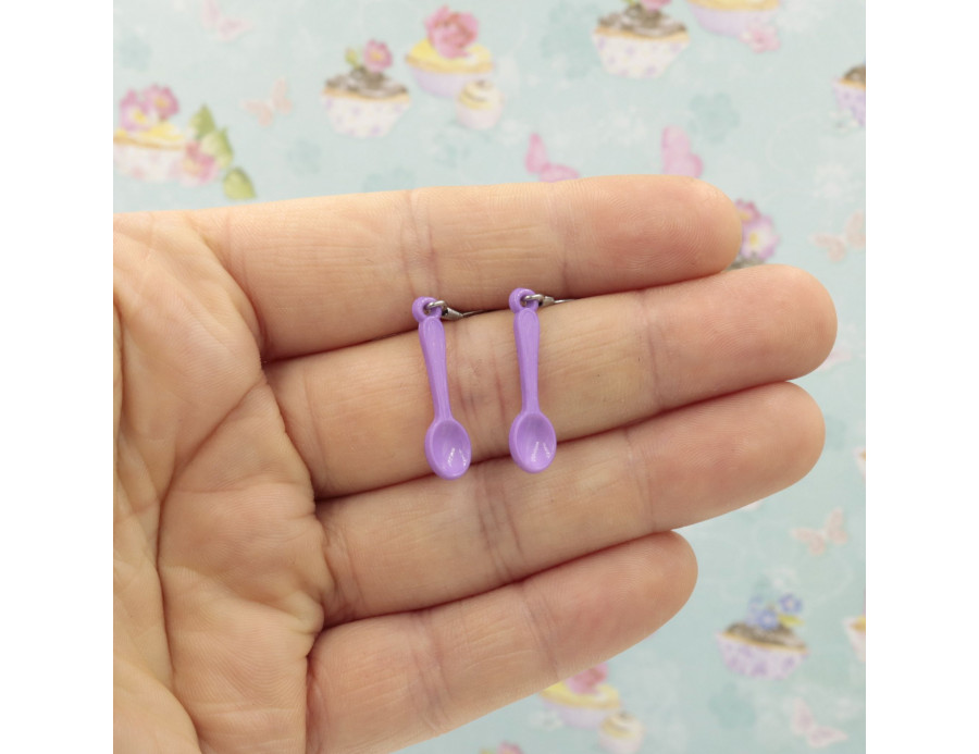Kolczyki łyżeczki fioletowe - stal chirurgiczna