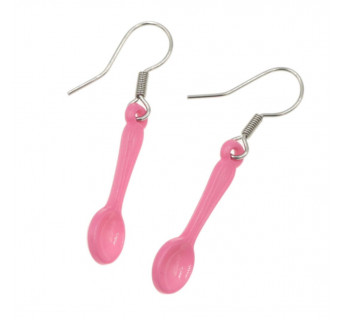 Kolczyki łyżeczki ciemno różowe - śmieszne kolczyki sklep internetowy