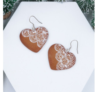 Kolczyki pierniki świąteczne serce - kolczyki z modeliny świąteczne