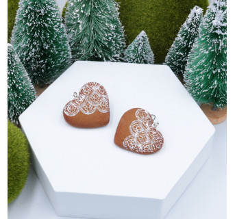 Kolczyki pierniki świąteczne serce - kolczyki z modeliny świąteczne