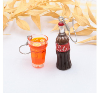 Kolczyki Cola ze szklanką - kolczyki napoje - Biżuteria z modeliny