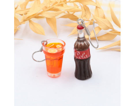 Kolczyki Cola ze szklanką - wiszące