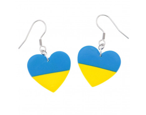 Kolczyki wiszące Flaga Ukrainy - duże serce