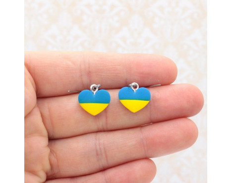 Kolczyki wiszące Flaga Ukrainy - małe serce