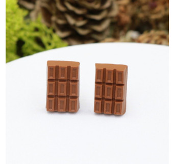Kolczyki tabliczka czekolady - kolczyki słodkości - rękodzieło