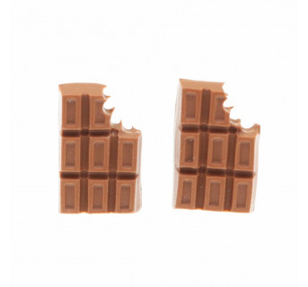 Kolczyki czekolada wkrętki - biżuteria słodycze - Krafciarka