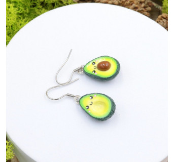 Kolczyki awokado - kolczyki owoce - biżuteria handmade Krafciarka