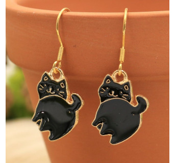 Kolczyki kotki czarne - Kolczyki w kształcie zwierząt metalowe