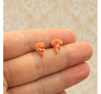 Kolczyki pizza - kolczyki jedzenie - Biżuteria z modeliny Krafciarka