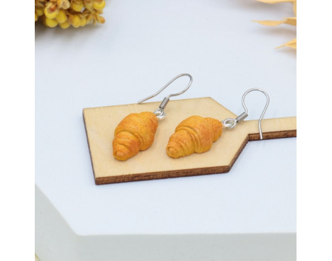 Kolczyki rogaliki Croissants - Kolczyki z modeliny - Krafciarka sklep
