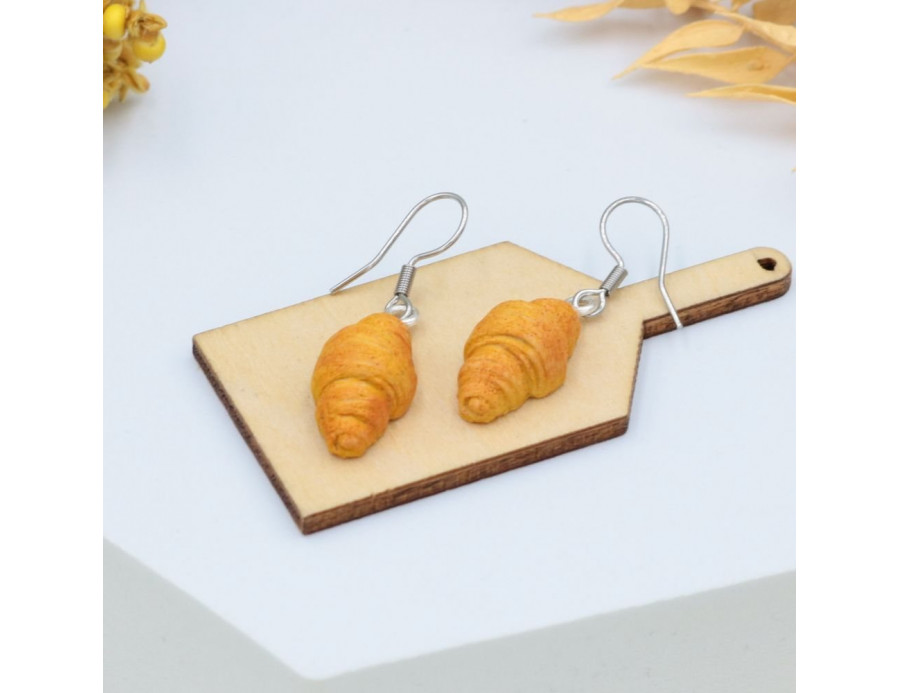 Kolczyki rogaliki Croissants - Kolczyki z modeliny - Krafciarka sklep