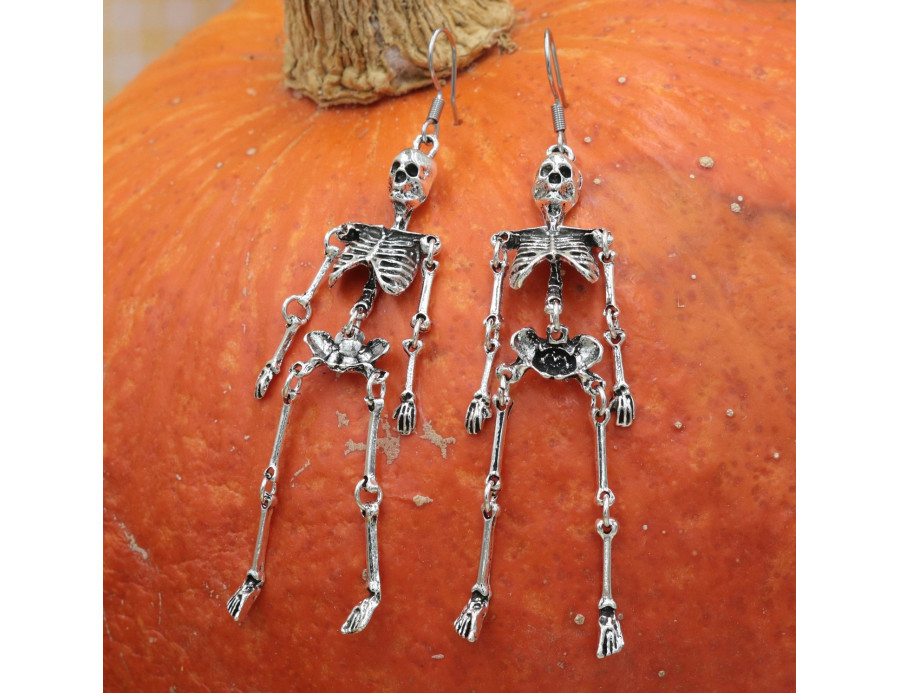 Kolczyki wiszące szkielety - Straszne Kolczyki - Biżuteria Krafciarka