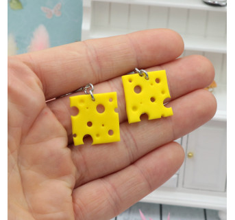Kolczyki z modeliny ser żółty - Sklep internetowy z rękodziełem