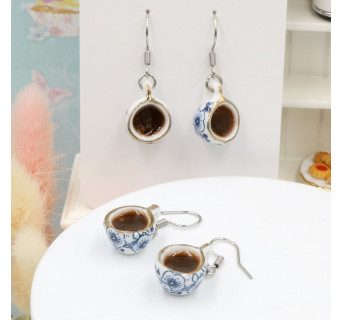 Kolczyki filiżanki z kawą - Biżuteria Rękodzieło - Krafciarka sklep