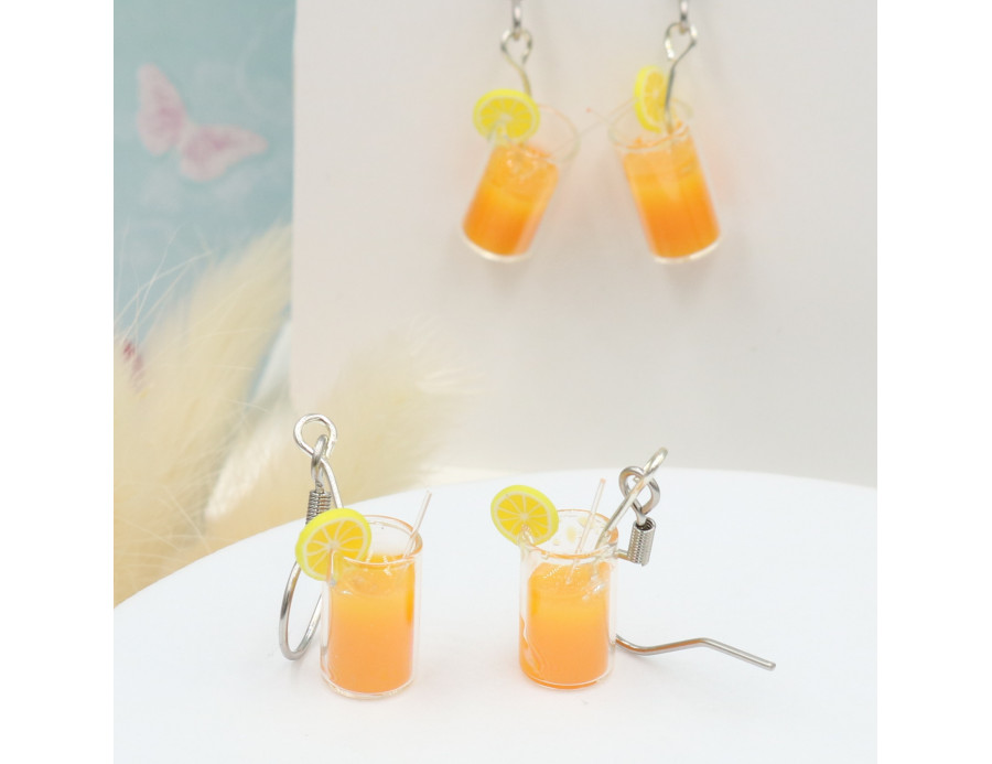 Kolczyki sok pomarańczowy - Kolczyki napoje - Stal chirurgiczna sklep