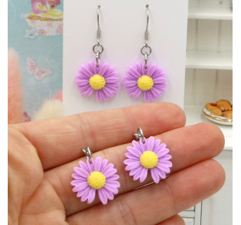Kolczyki kwiatki dla dziewczynki fioletowe