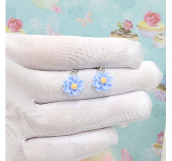 Niebieskie kwiatki kolczyki wiszące