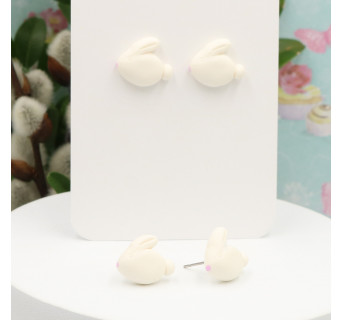 Kolczyki Zajączki króliczki z modeliny 12 mm - biały