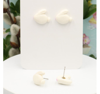 Kolczyki Zajączki króliczki z modeliny 12 mm - biały