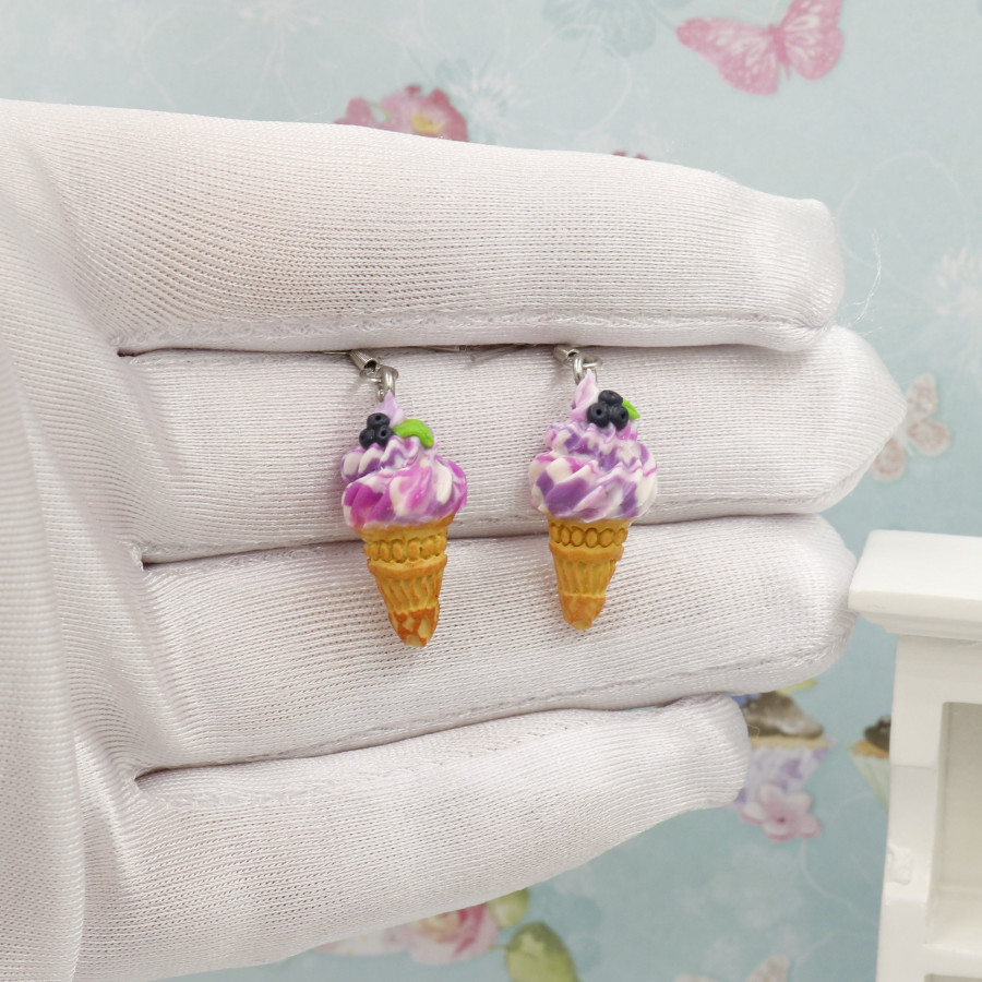 Kolczyki lody jagodowe - Biżuteria dla dzieci - Sklep z rękodziełem