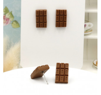 Kolczyki czekoladki z modeliny 15mm sztyfty - całe