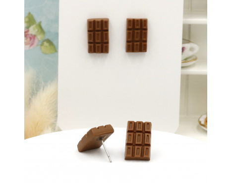 Kolczyki czekoladki z modeliny 15mm sztyfty - całe