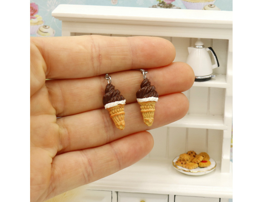 Kolczyki lody czekoladowe - Biżuteria Słodycze - Sklep z rękodziełem