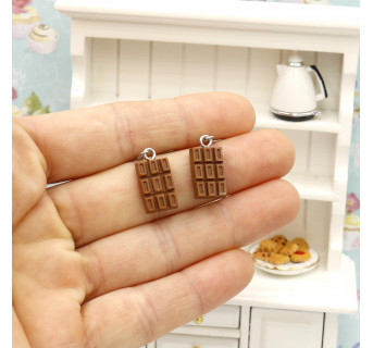 Kolczyki Tabliczka czekolady 15mm - wiszące całe