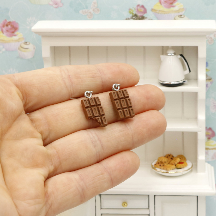 Kolczyki czekoladki 15mm - Sklep ze słodką biżuterią z modeliny