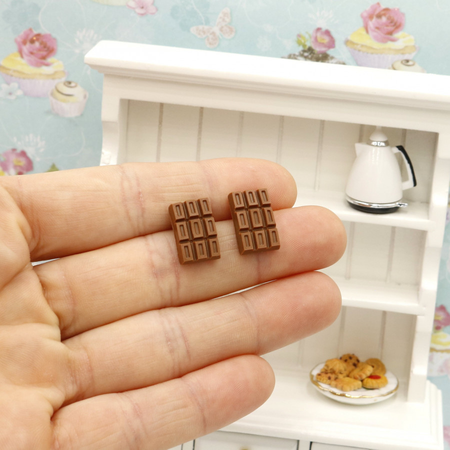 Kolczyki wkrętki czekoladki 15mm -Sklep ze słodką biżuterią z modeliny