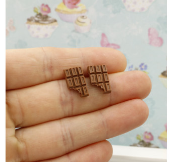 Kolczyki czekoladki z modeliny 15mm sztyfty - ugryzione