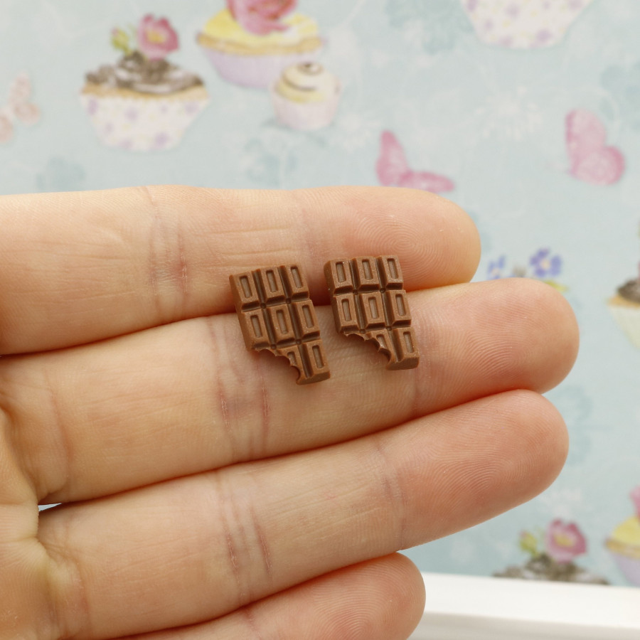 Kolczyki wkrętki czekoladki z modeliny 15mm