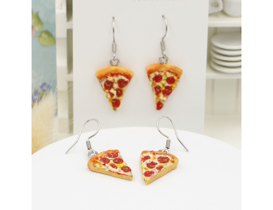 Kolczyki pizza z modeliny