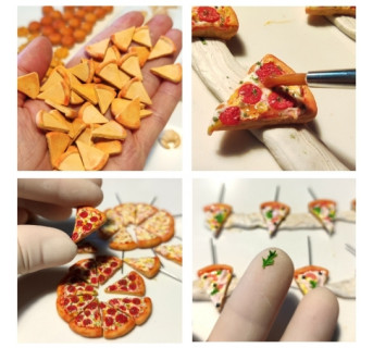 Kolczyki pizza z rukolą, szynką i pomidorkami cherry 20mm