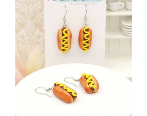 Kolczyki z modeliny hot dogi