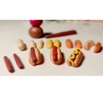 Kolczyki z modeliny Hot-Dogi z ketchupem