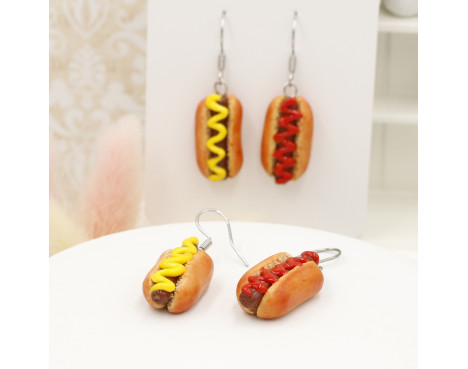 Kolczyki Hot-Dogi z ketchupem i musztardą