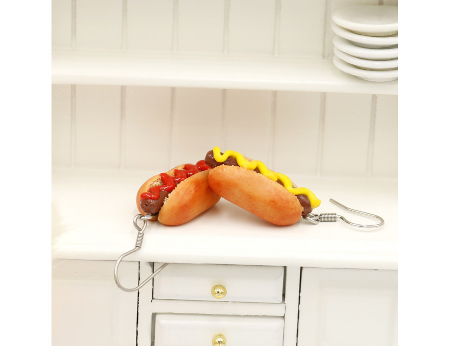 Kolczyki Hot-Dogi z ketchupem i musztardą