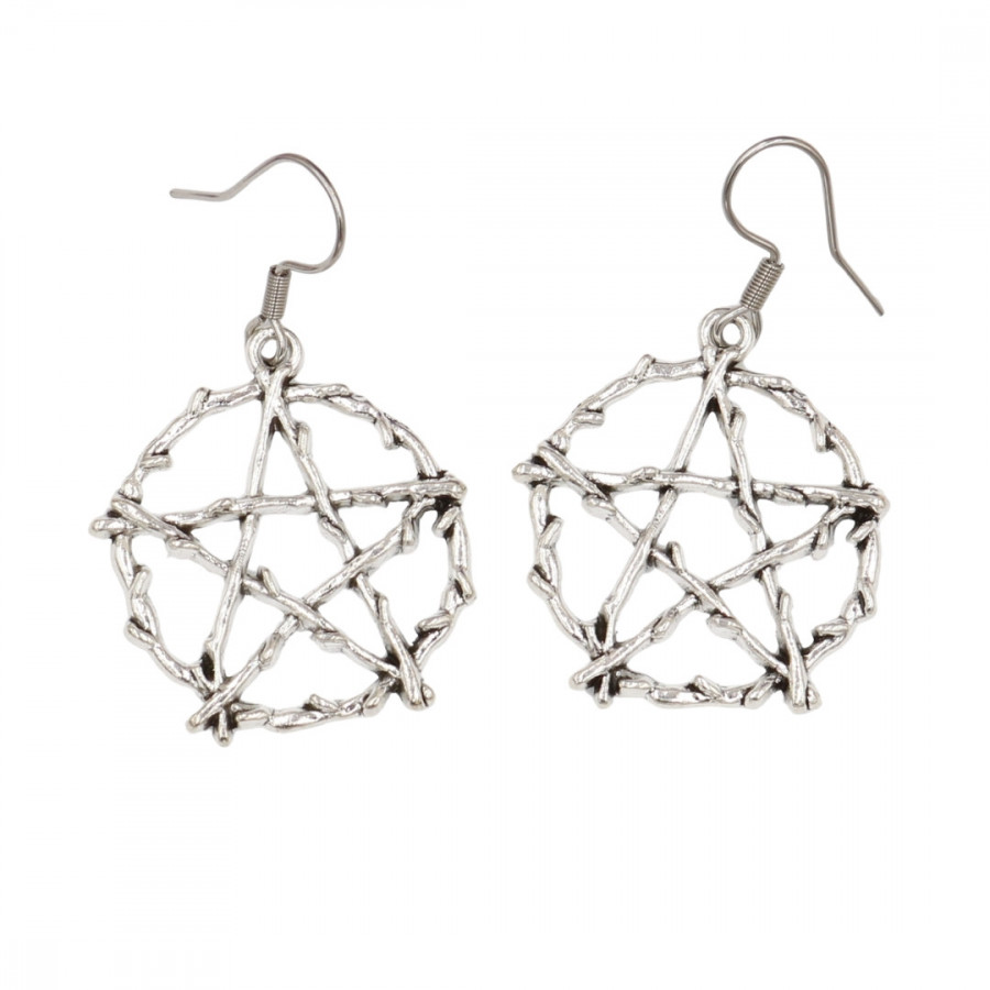 Kolczyki pentagram - Biżuteria nu goth - Krafciarka sklep online