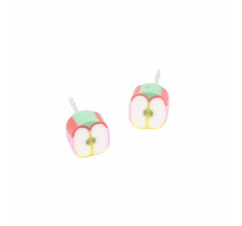 Kolczyki owoce - jabłka wkrętki z modeliny