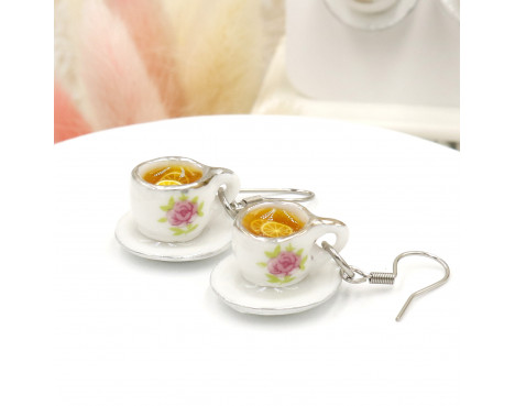 Miniatury z modeliny i żywicy - kolczyki herbatki