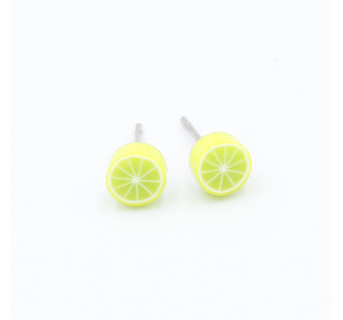 Kolczyki limonka - owoce sztyfty dla dzieci - biżuteria rękodzieło