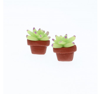 Kolczyki kaktusy z modeliny Krafciarka