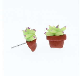 Kolczyki kaktusy z modeliny Krafciarka